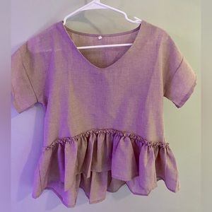 Blush t-shirt with ruffles. Size small
